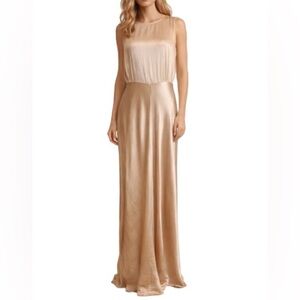 Ghost London Champagne Satin Maxi Slip Prom Formal Wedding Dress Gown Size Large